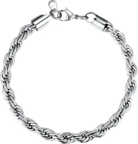 U7 Figaro Bracelet, Stainless Steel Figaro Chain Bracelet, Rope Chain Bracelet Stainless Steel 18K Gold Plated Wrist Chain for Men Women