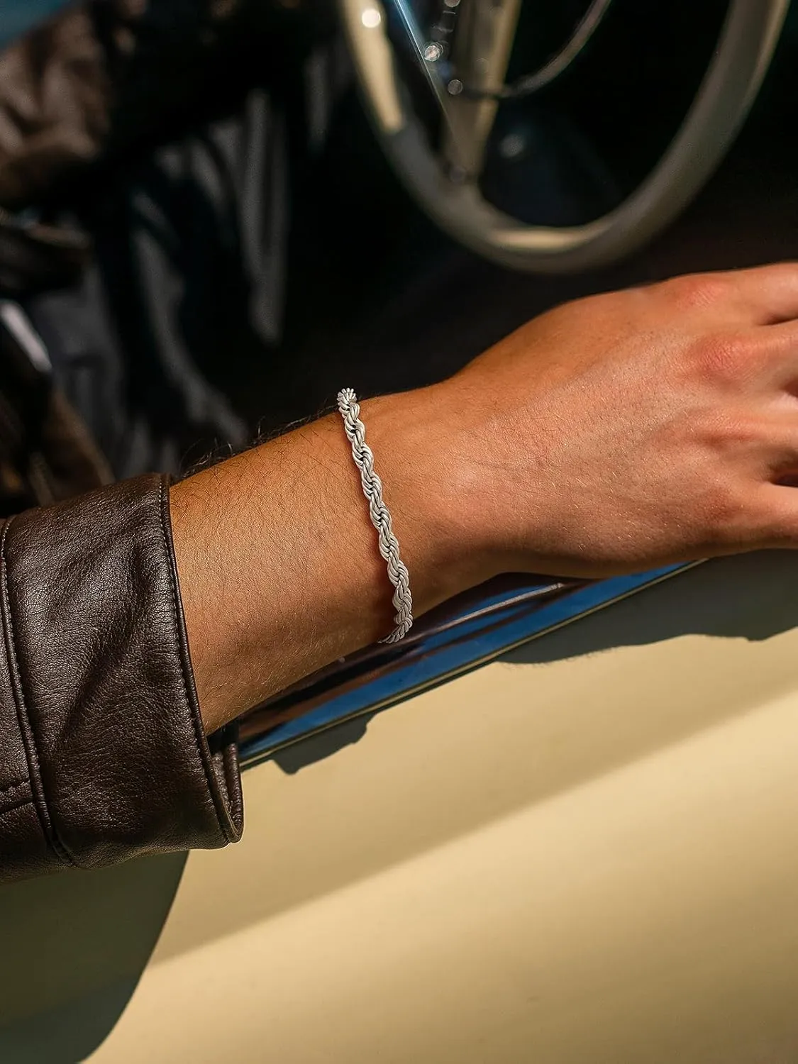 U7 Figaro Bracelet, Stainless Steel Figaro Chain Bracelet, Rope Chain Bracelet Stainless Steel 18K Gold Plated Wrist Chain for Men Women