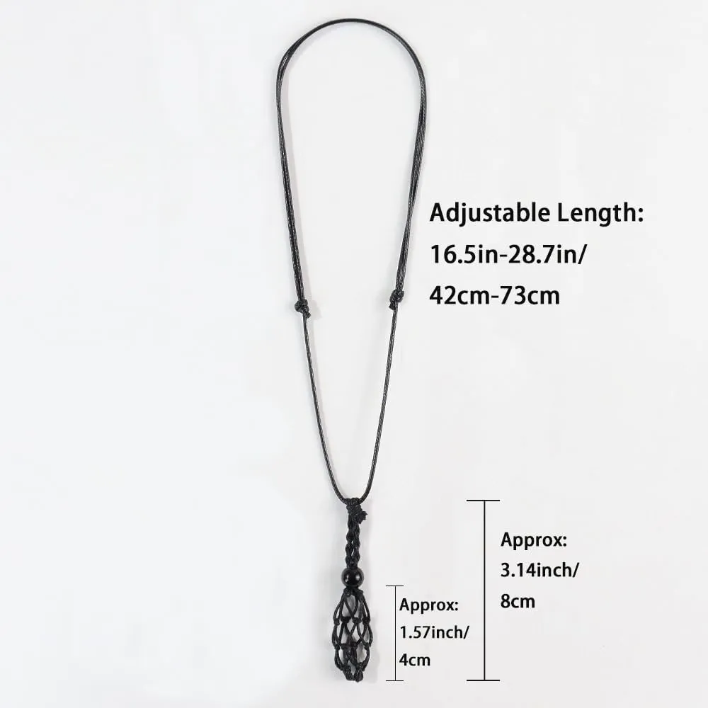 weryerker 12 PCS Crystal Cage Necklace Holder Necklace Cord Empty Stone Holder Replacement Wax Rope with Adjustable Length(Style 3)