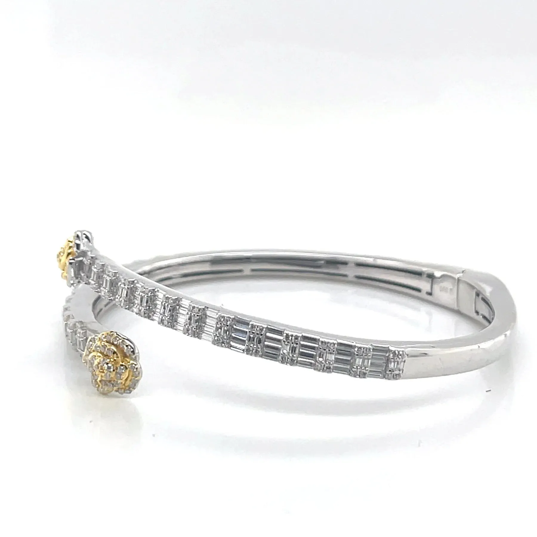 Womens Flower Bangle Moissanite Bracelet 925