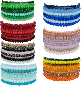 YBMYCM 22-60PCS 8mm Gemstones Beaded Bracelets Round Bead Crystal Bracelets for Women,Elastic Stretch Adjustable Bracelet Unisex