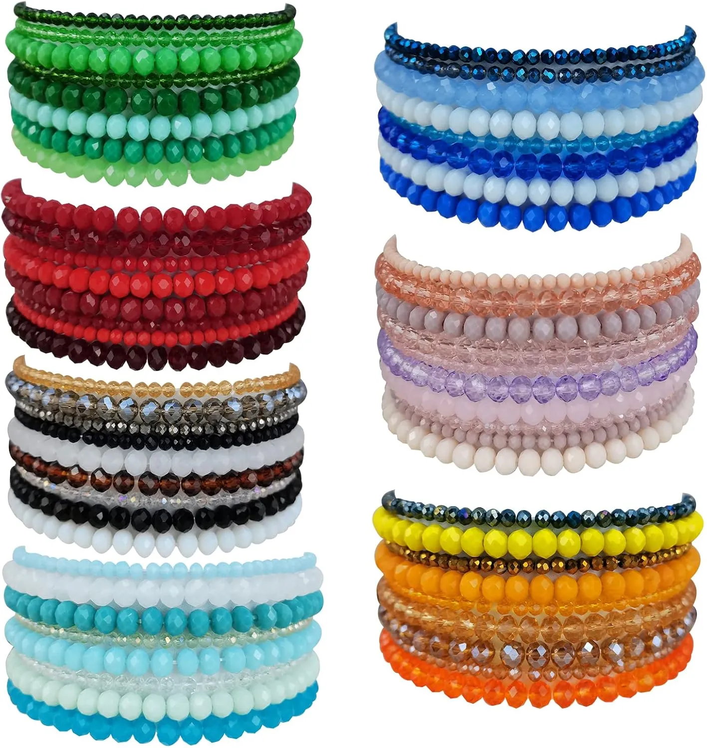 YBMYCM 22-60PCS 8mm Gemstones Beaded Bracelets Round Bead Crystal Bracelets for Women,Elastic Stretch Adjustable Bracelet Unisex
