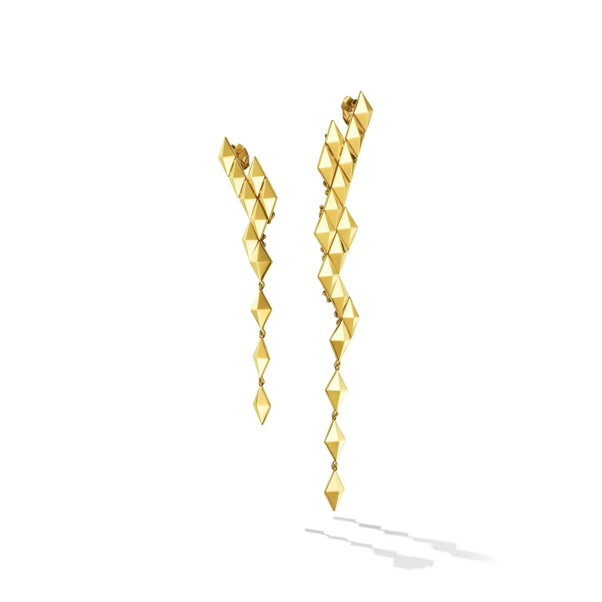 Yellow Gold Python Asymmetrical Drop Earrings