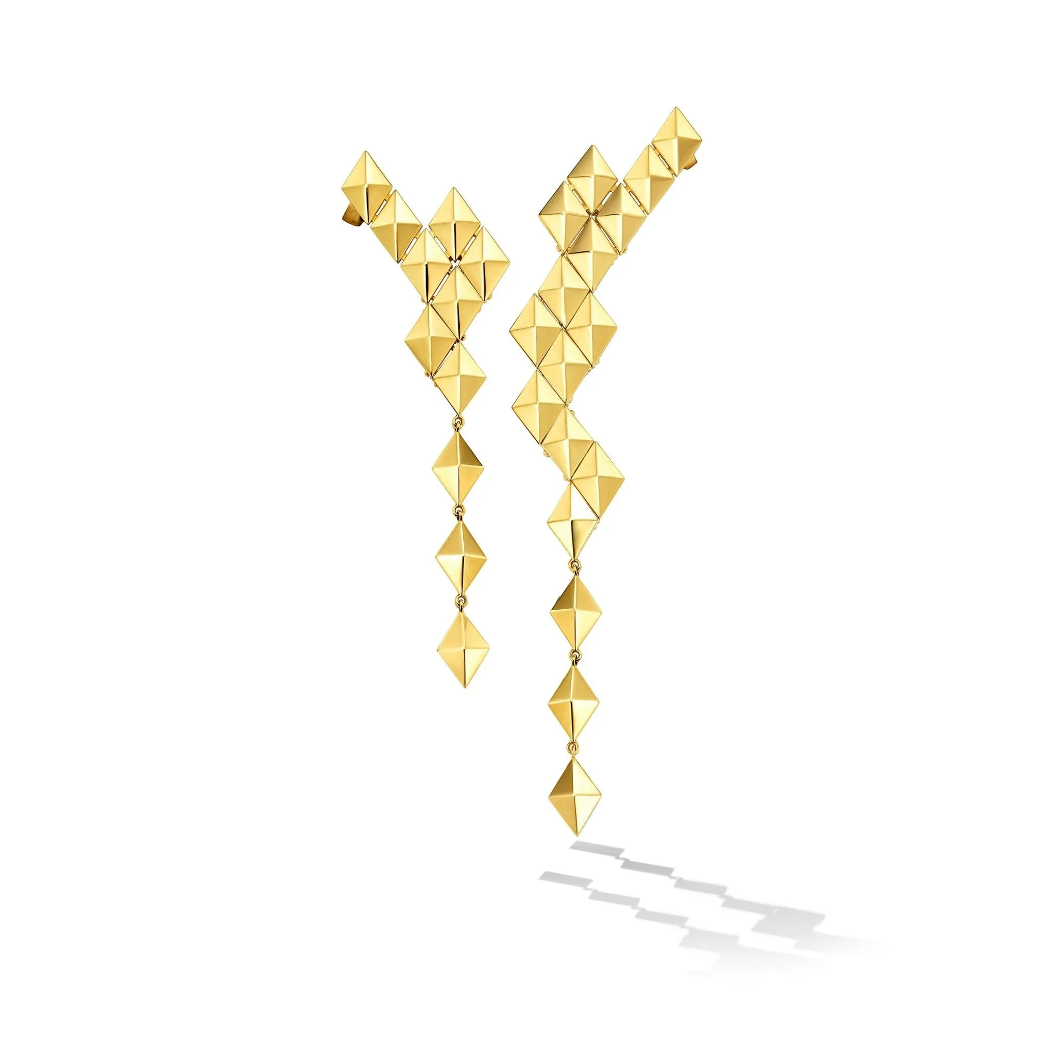 Yellow Gold Python Asymmetrical Drop Earrings