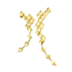 Yellow Gold Python Asymmetrical Drop Earrings